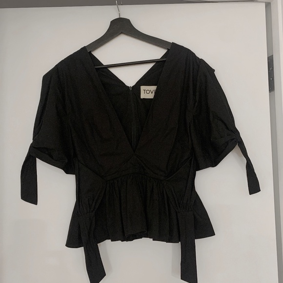 TOVE Elen Tie-Front Top - XS / S - Black - Picture 5 of 8